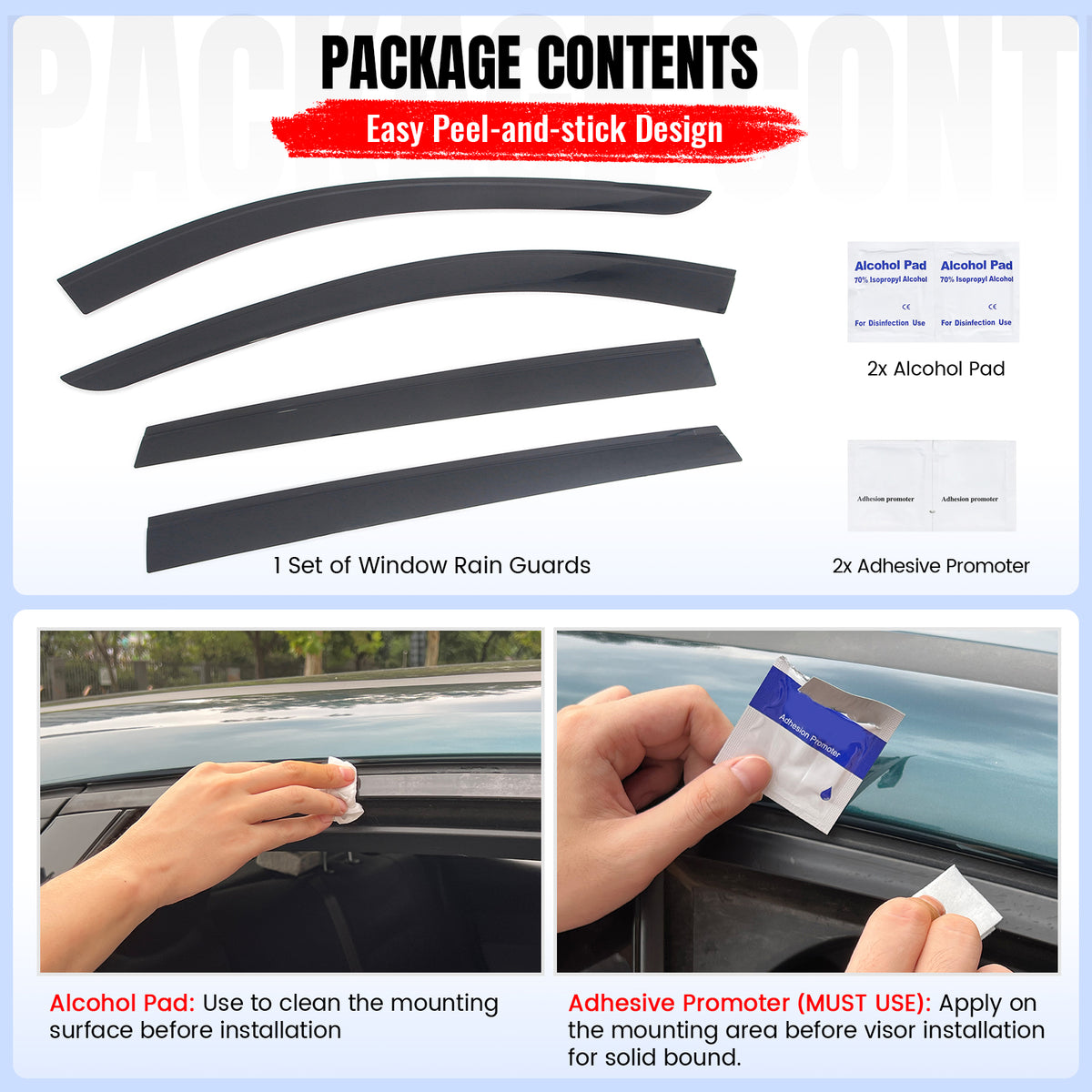 Fits 25-26 Mazda CX-70 & 24-26 CX-90 Low Profile Style Tape-on Window Visors