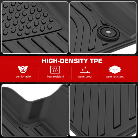 IKON MOTORSPORTS 3D TPE Floor Mats, Compatible with 2025-2026 Nissan Kicks, All Weather Waterproof Non-Slip Floor Liners, Front & 2nd Row Full Set Interior Accessories, Black
