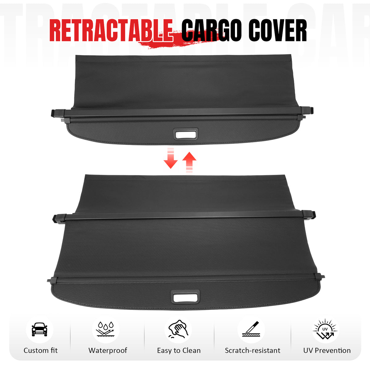Fits 25-26 Nissan Murano Retractable Rear Trunk Cargo Cover Carbon Fiber Texture