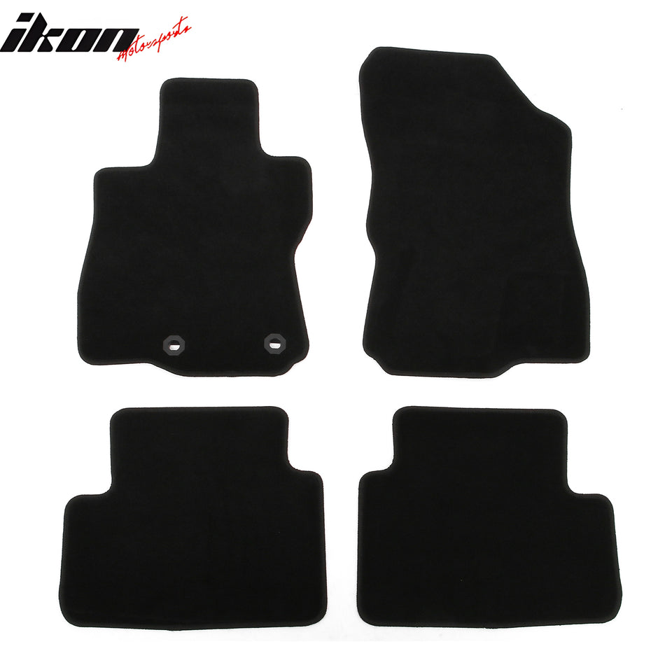 IKON MOTORSPORTS, Nylon Car Floor Mats Compatible with 2025-2026 Subaru Forester, OE Fitment Style Black Driver Passenger Car Carpets, Front Rear 4PCS Full Set