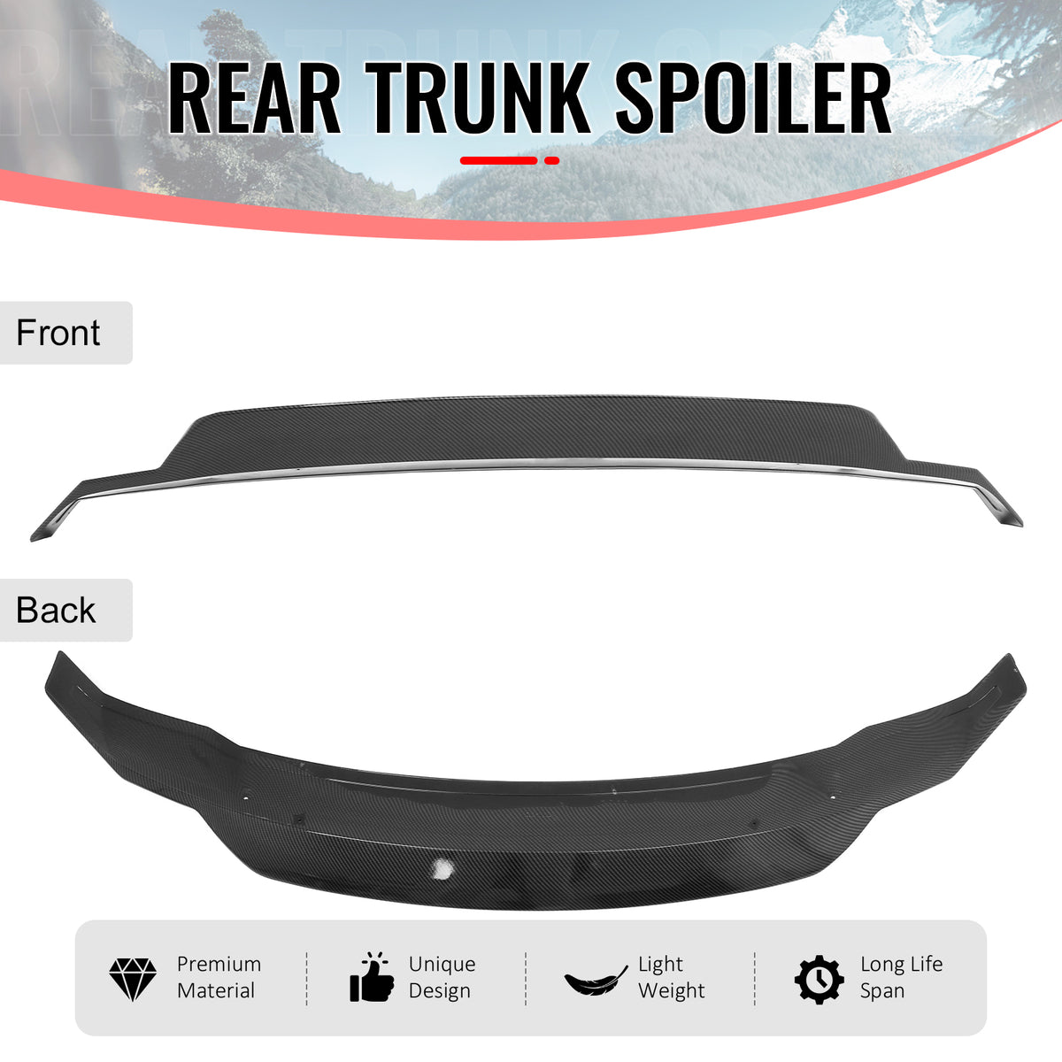 Fits 25-26 Toyota Camry XV80 9th R Style Trunk Spoiler Wing Carbon Fiber Print