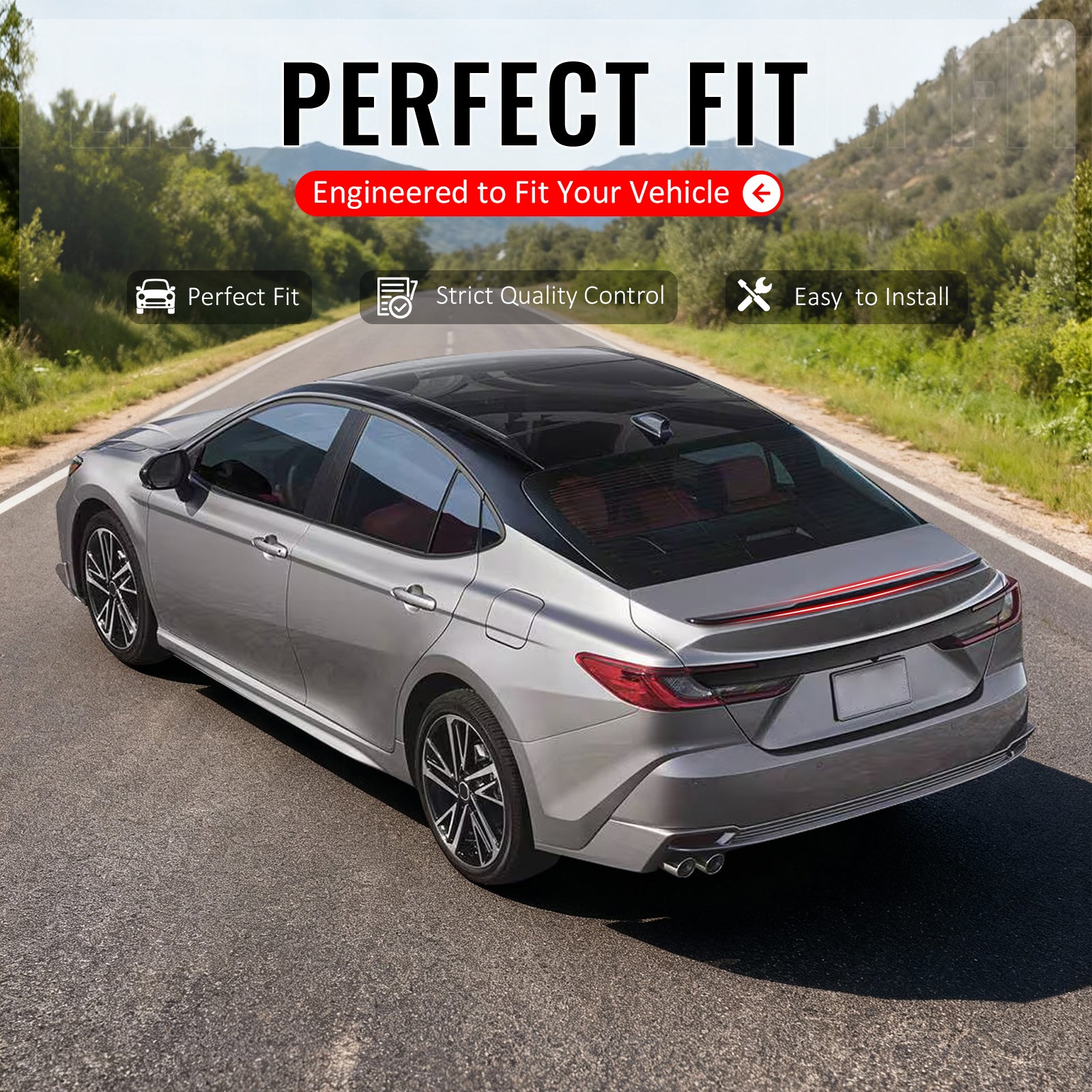 IKON MOTORSPORTS, Trunk Spoiler Compatible with 2025-2026 Toyota Camry XV80 9th Gen, OE Factory Style White ABS Plastic Rear Trunk Lid Spoiler Wing Lip