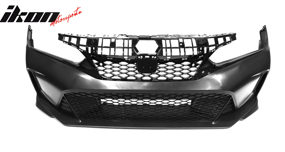 Fits 25-26 Civic Sedan/Hatchback/Si Type R Style Front Bumper Cover PP + Grilles