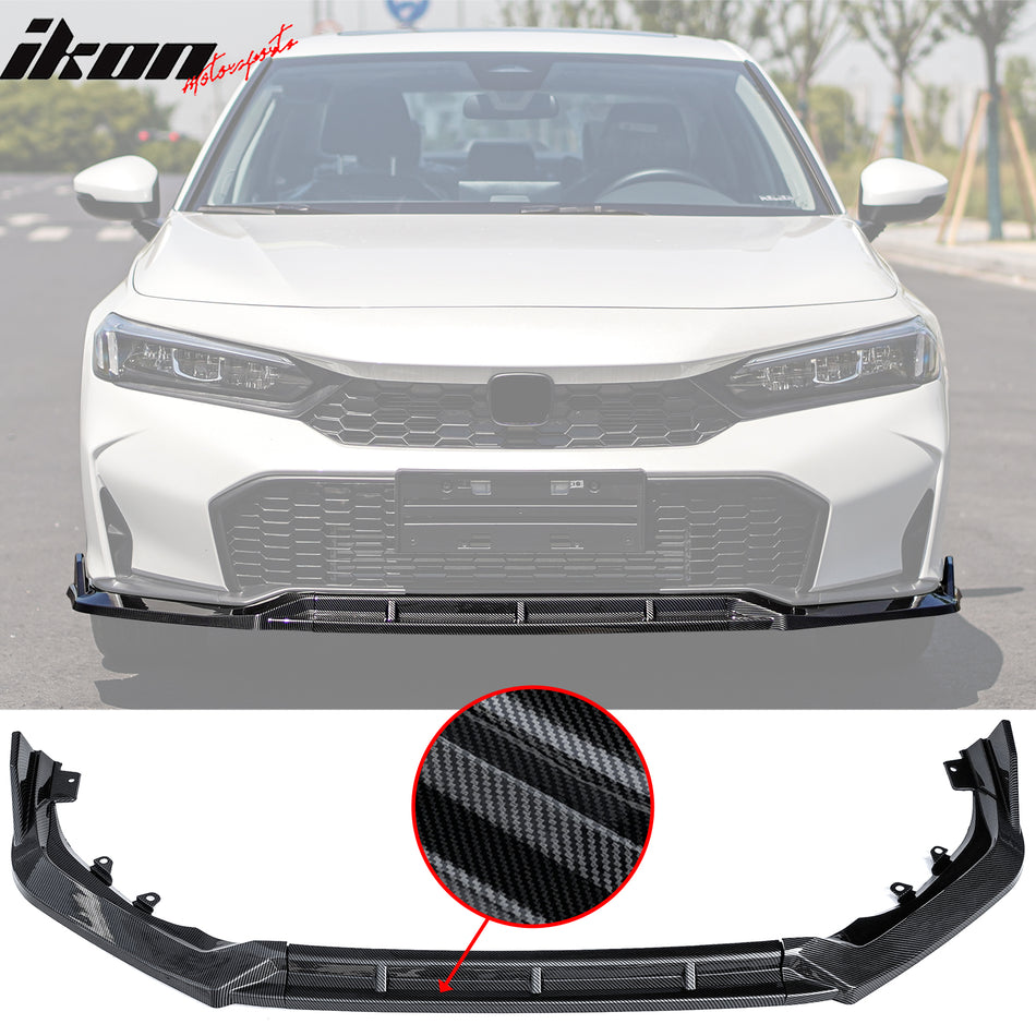 2025-2026 Honda Civic IKON 3PC Carbon Fiber Print Front Bumper Lip PP