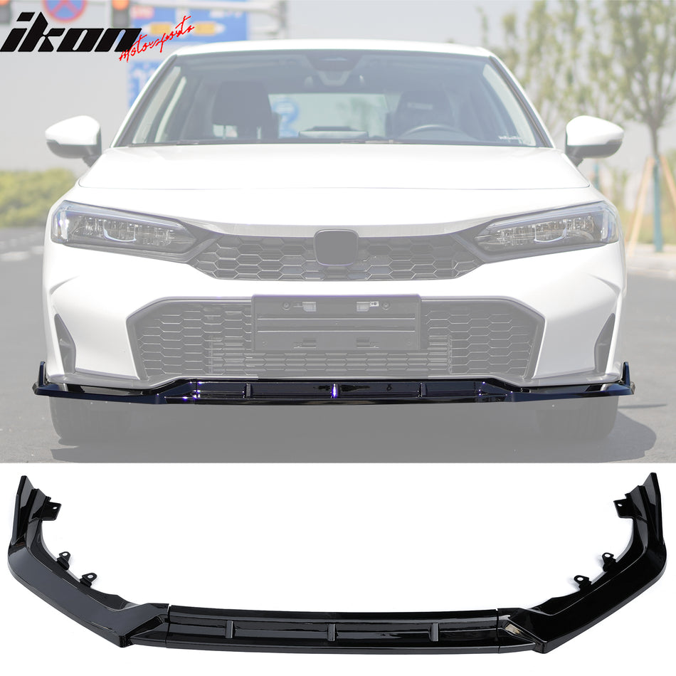 2025-2026 Honda Civic IKON Style Gloss Black 3PCS Front Bumper Lip PP