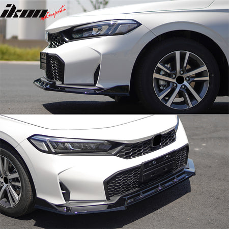 Fits 25-26 Honda Civic IKON Style 3PCS Front Bumper Lip Spoiler Chin Gloss Black