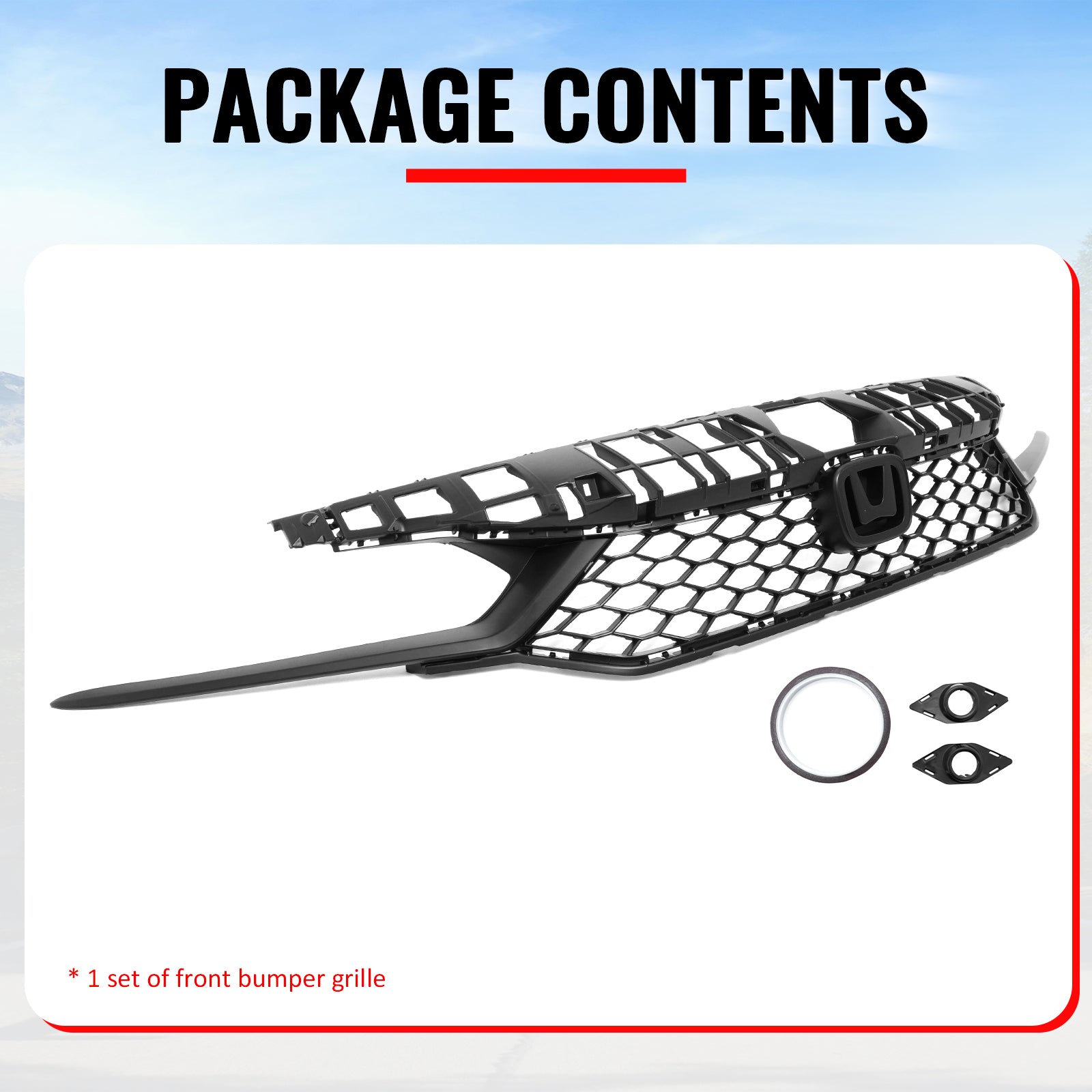 Fits 25-26 Honda Civic Type R Style Front Bumper Upper Grille ABS Matte Black