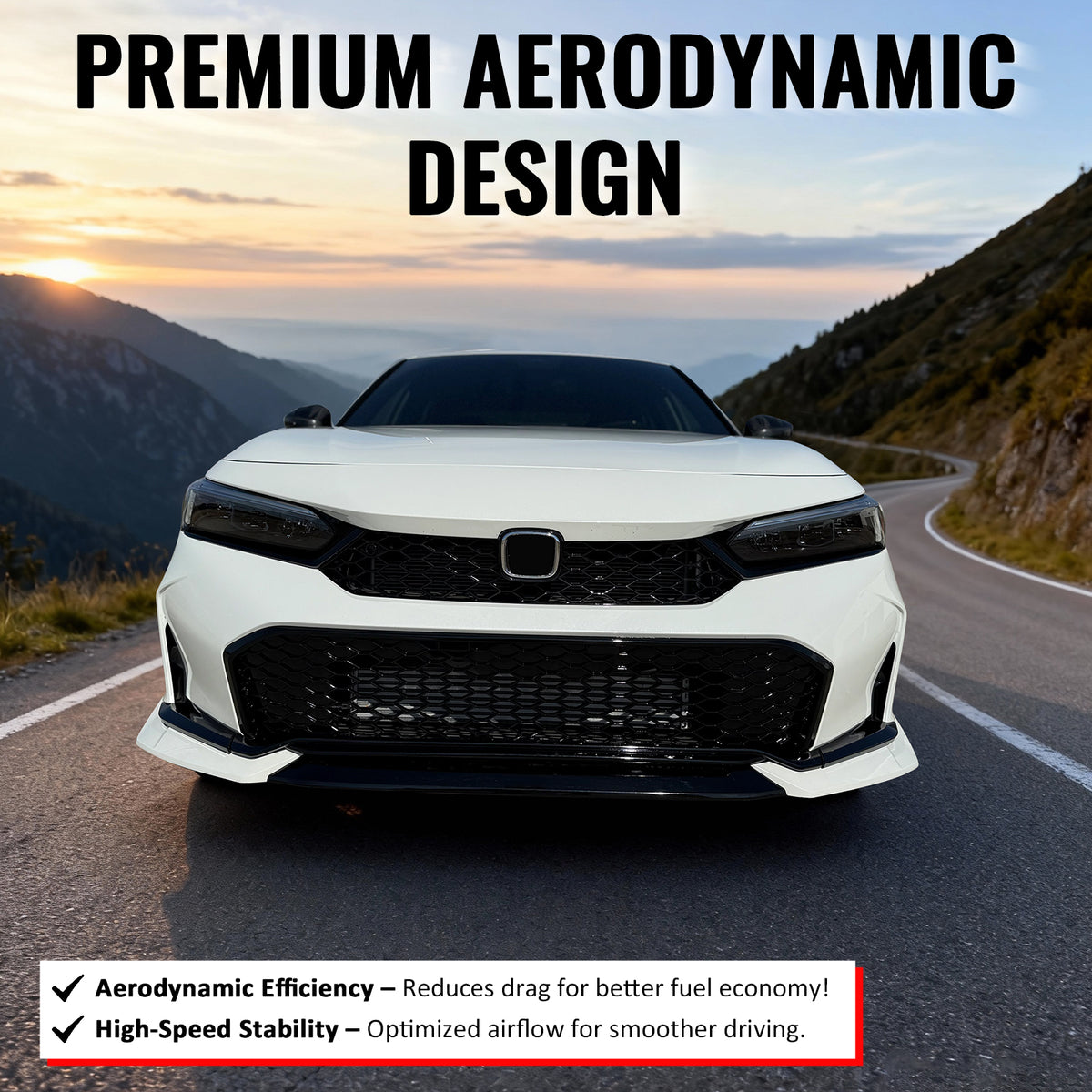 Fits 25-26 Honda Civic Type R Style Front Bumper Upper Grille ABS Matte Black