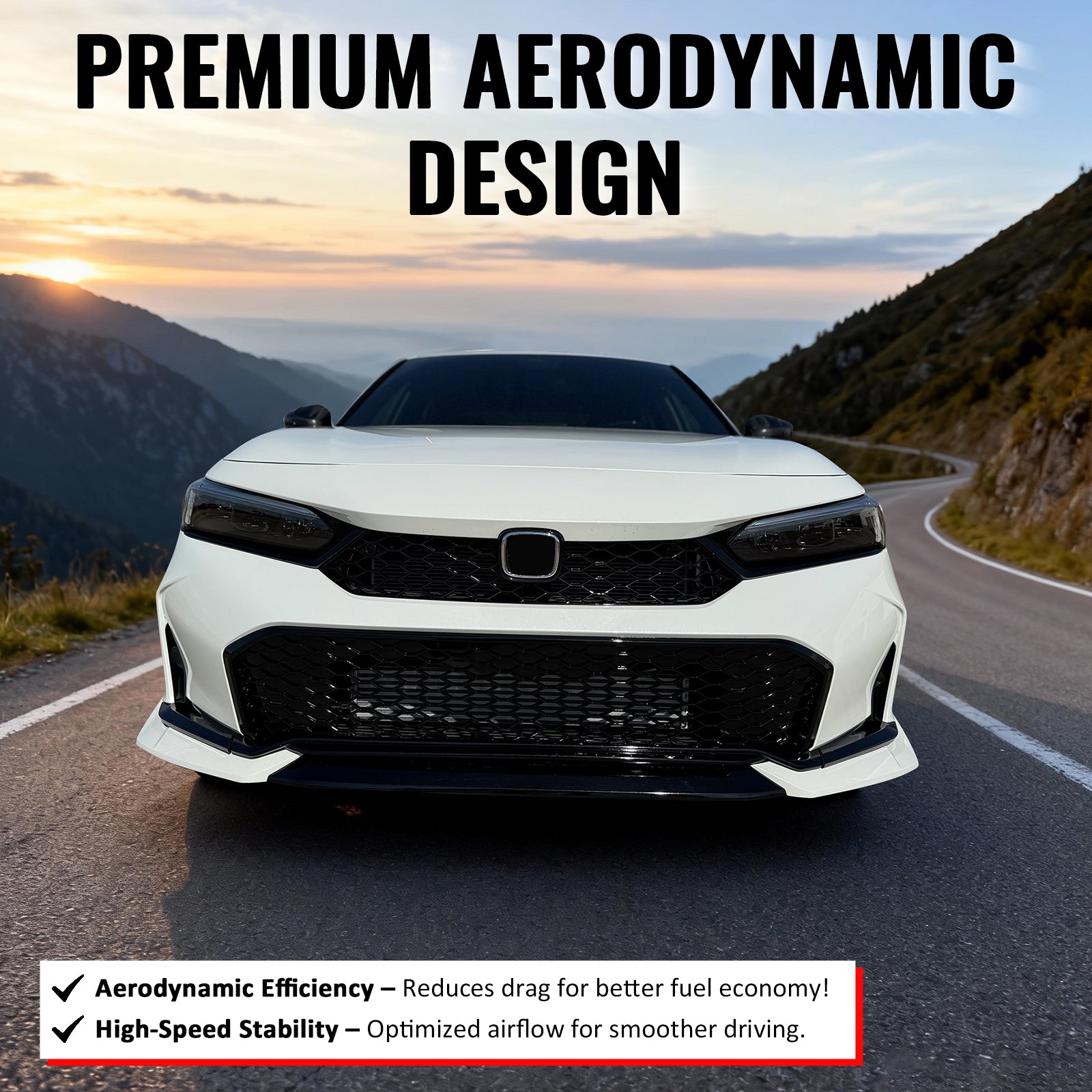 Fits 25-26 Honda Civic Type R Style Front Bumper Upper Grille ABS Matte Black