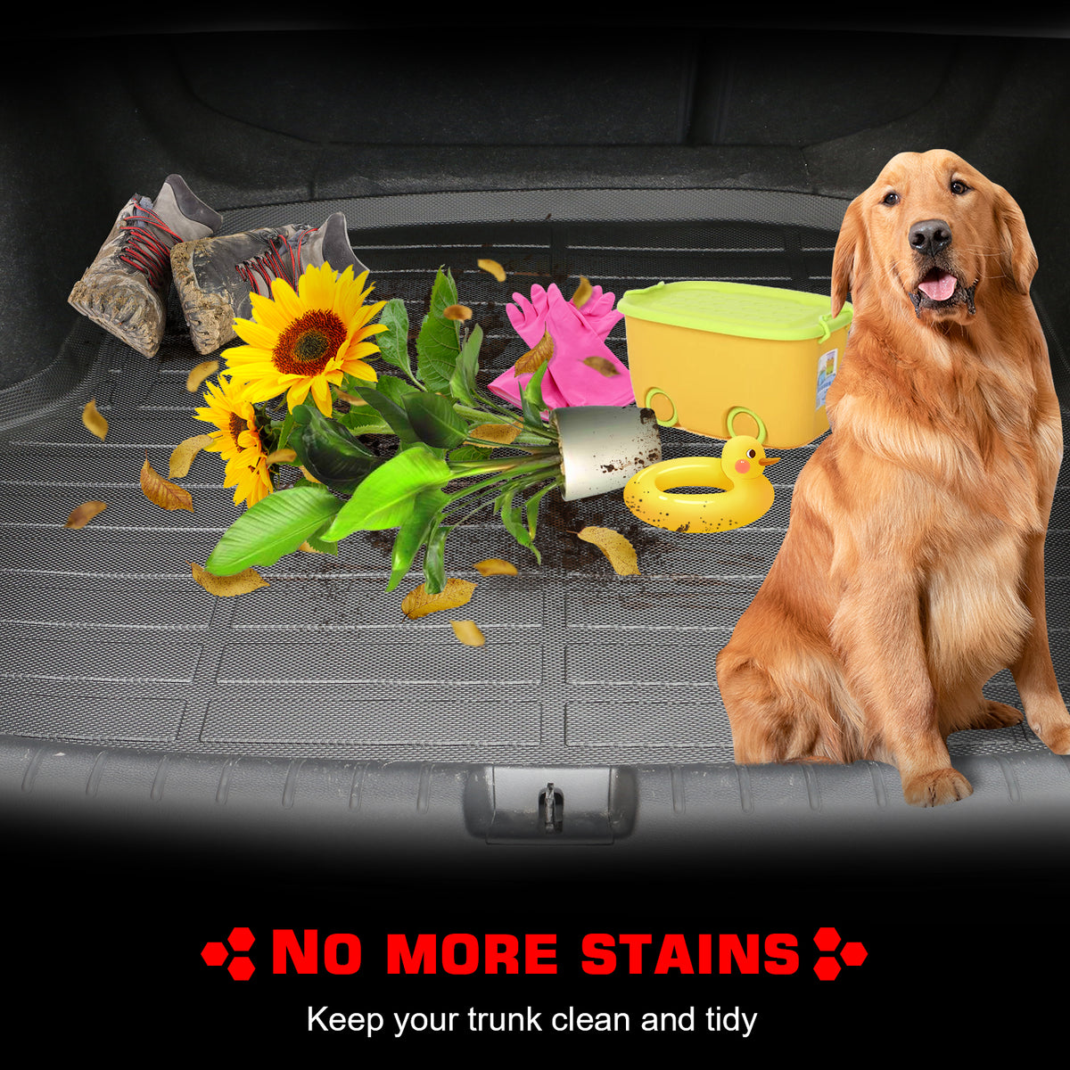 IKON MOTORSPORTS TPE Cargo Trunk Liner, Compatible with 2025-2026 Kia K4 With 60/40 Split Rear Seat, Custom Fit All Weather Protection Heavy Duty Rear Trunk Tray Cargo Mats Protector, Black