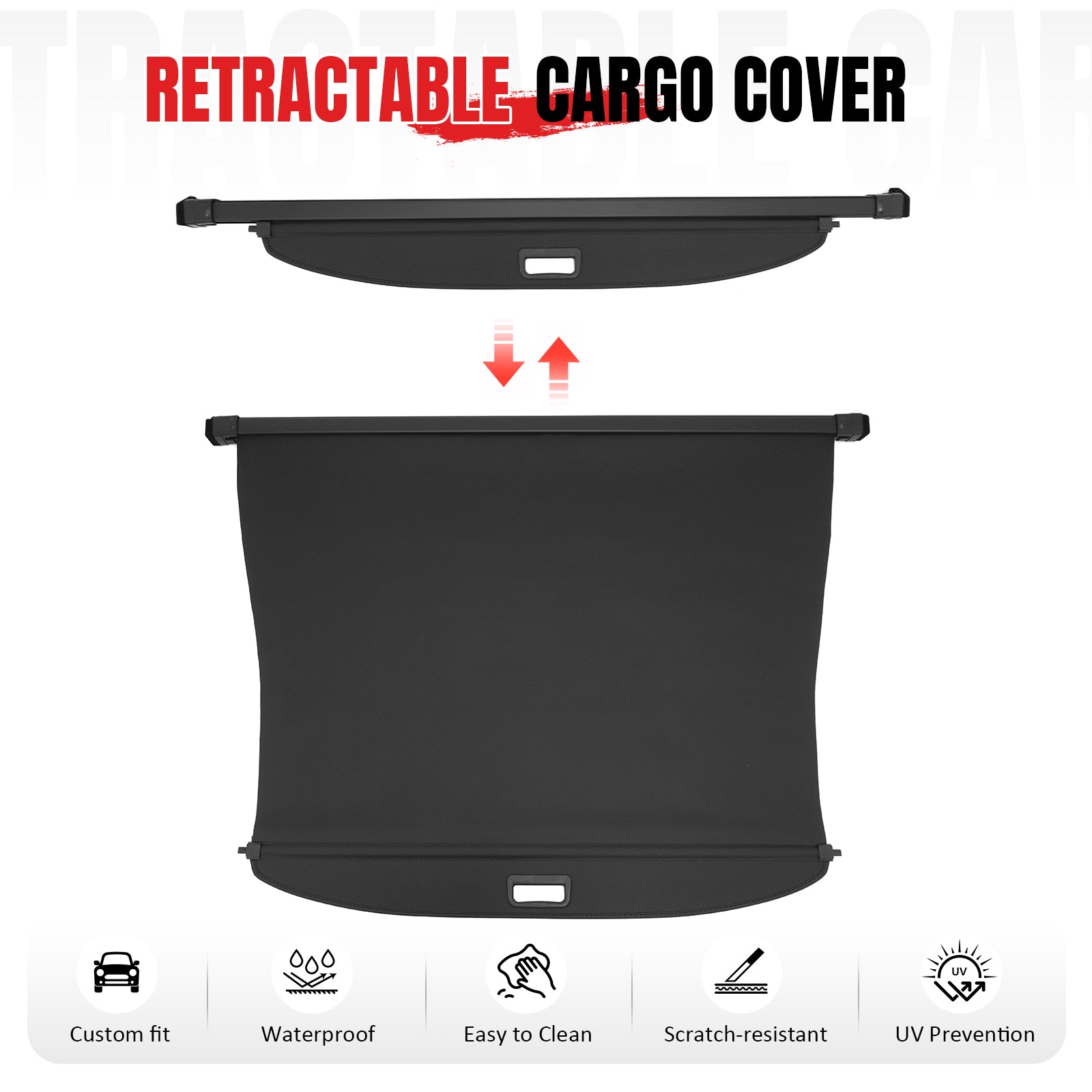 Fits 25-26 Mazda CX-70 24-26 CX-90 Retractable Cargo Cover Carbon Fiber Texture