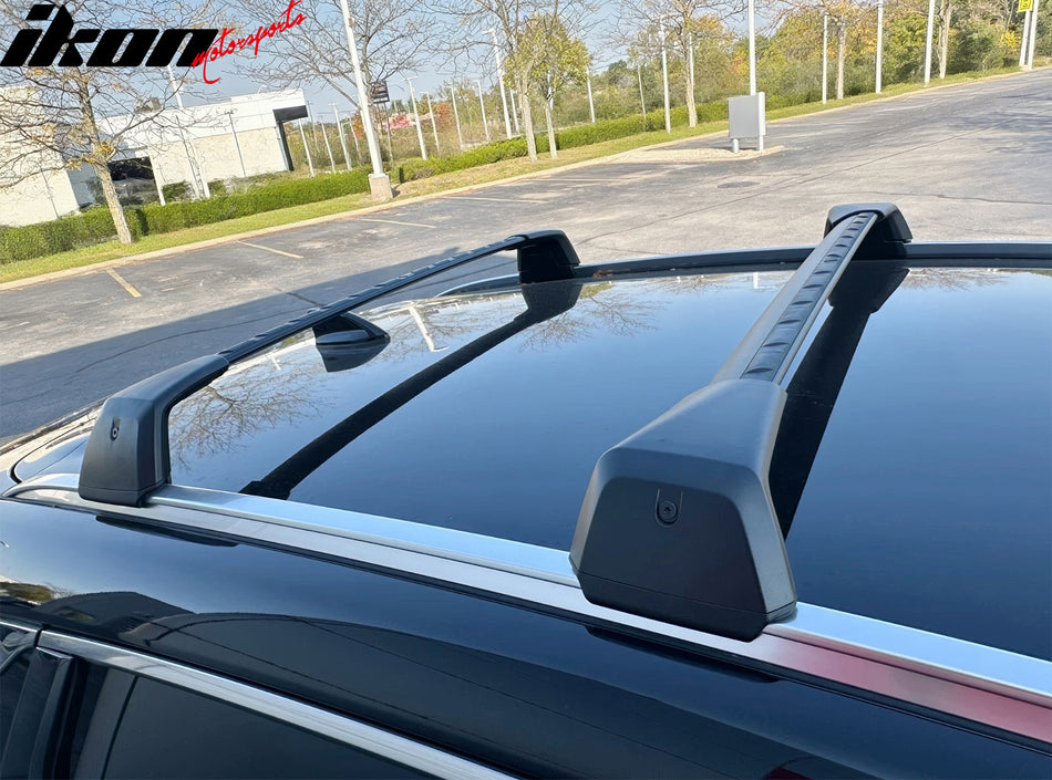 IKON MOTORSPORTS Roof Rack Cross Bars, Compatible with Fits 2025-2026 Nissan Kicks (Will Not Fit Kicks Play Models), OE Style Aluminum ABS Black Cargo Rooftop Luggage Crossbars Carrier