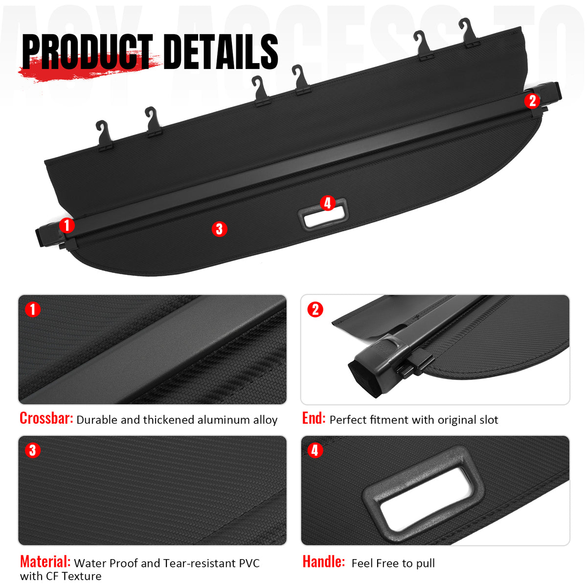 Fits 25-26 Subaru Forester Carbon Fiber Texture Cargo Cover + Backrest+Trunk Mat