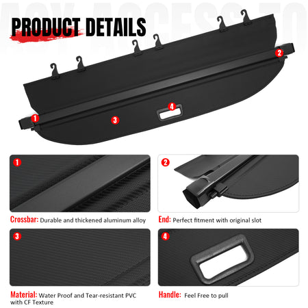 Fits 25-26 Subaru Forester Carbon Fiber Texture Cargo Cover + Backrest+Trunk Mat