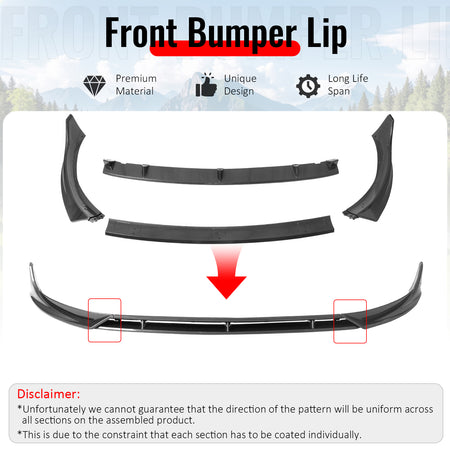 Fits 25-26 Tesla Model Y Juniper Front Bumper Lip 4PC Carbon Fiber Print Spoiler