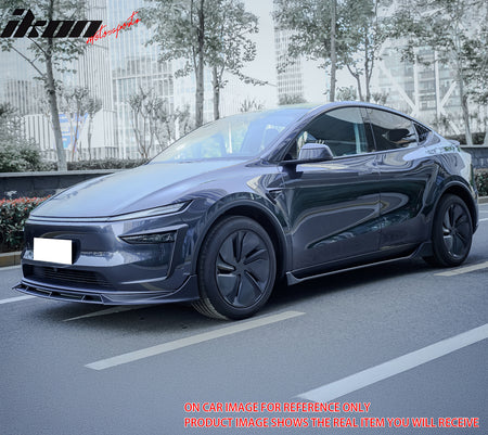 Fits 25-26 Tesla Model Y Juniper Front Bumper Lip 4PC Gloss Black Car Spoiler