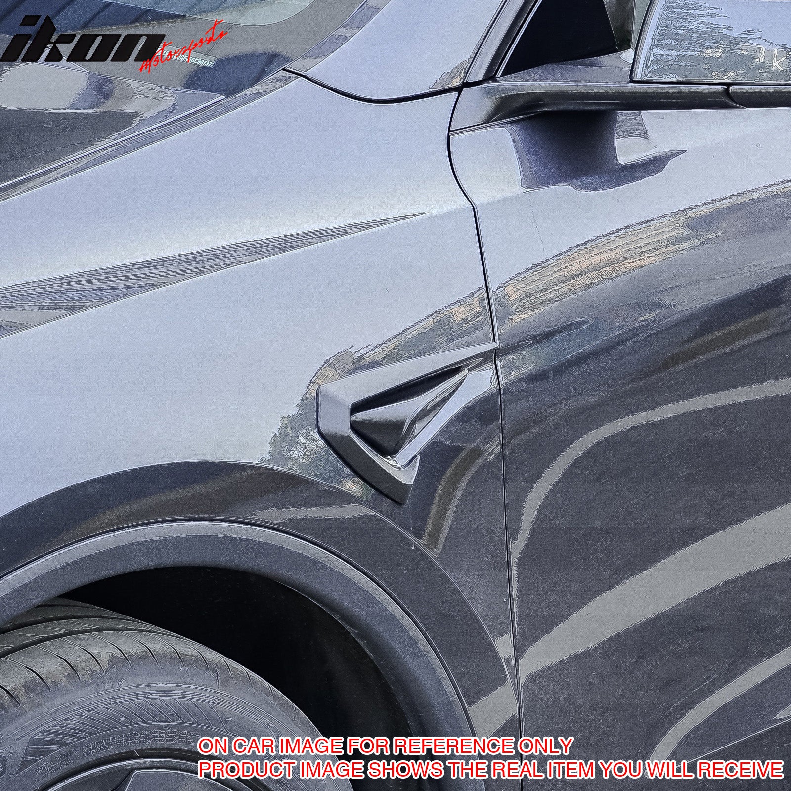 Fits 25-26 Tesla Model Y Juniper Side Fender Trim Gloss Black Vent ABS Decor 2PC