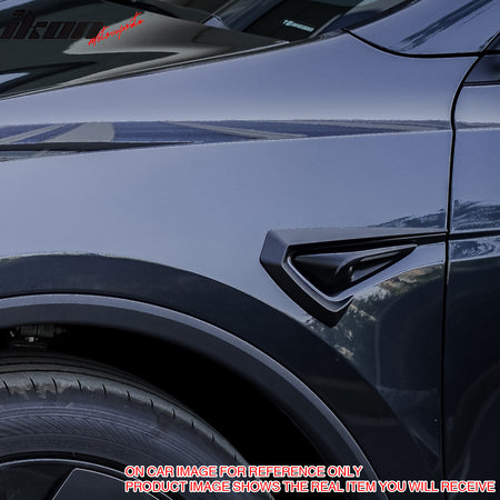 Fits 25-26 Tesla Model Y Juniper Side Fender Trim Gloss Black Vent ABS Decor 2PC