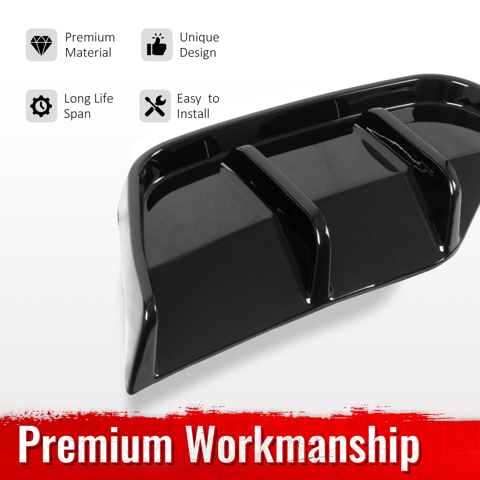 Fits 25-26 Tesla Model Y Juniper Rear Bumper Side Apron Gloss Black Diffuser Cap