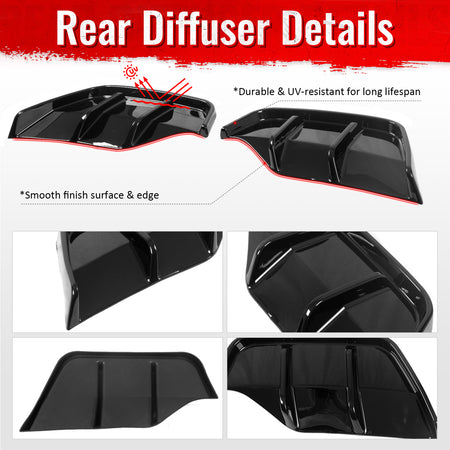 Fits 25-26 Tesla Model Y Juniper Rear Bumper Side Apron Gloss Black Diffuser Cap