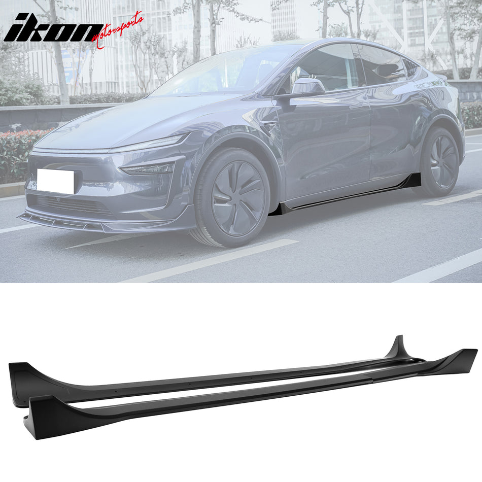2025-2026 Tesla Model Y Juniper Side Skirts Matte Black Rocker Panel