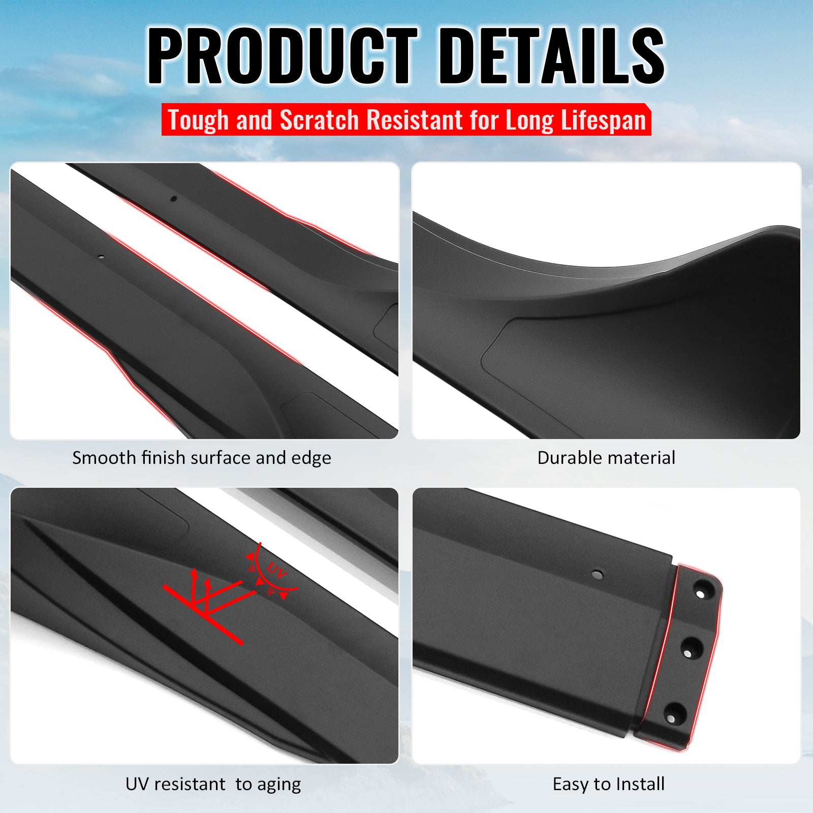 Fits 25-26 Tesla Model Y Juniper Side Skirts Matte Black Rocker Panel Extension