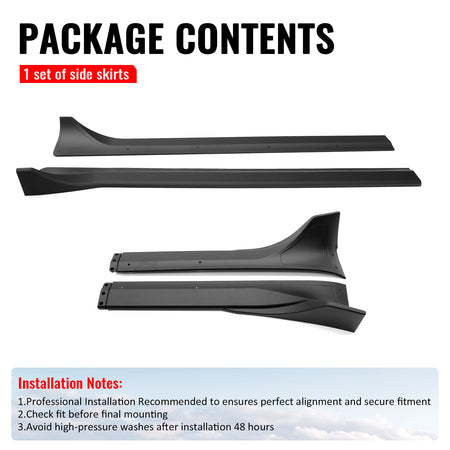 Fits 25-26 Tesla Model Y Juniper Side Skirts Matte Black Rocker Panel Extension