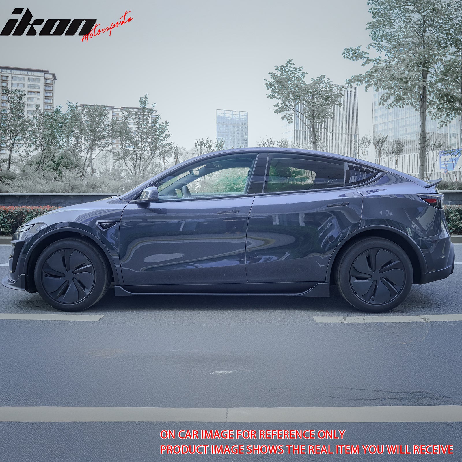 Fits 25-26 Tesla Model Y Juniper Side Skirts Carbon Fiber Print Rocker Panel 2PC