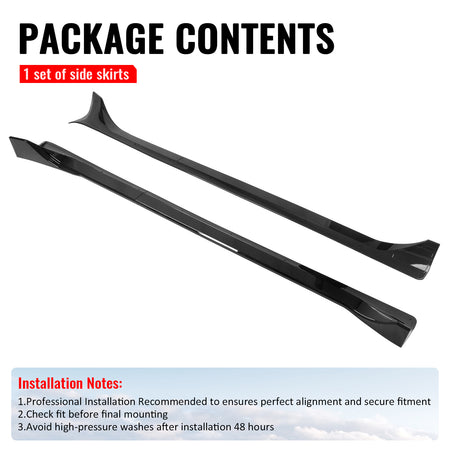 Fits 25-26 Tesla Model Y Juniper Side Skirts Gloss Black Rocker Panel Extension
