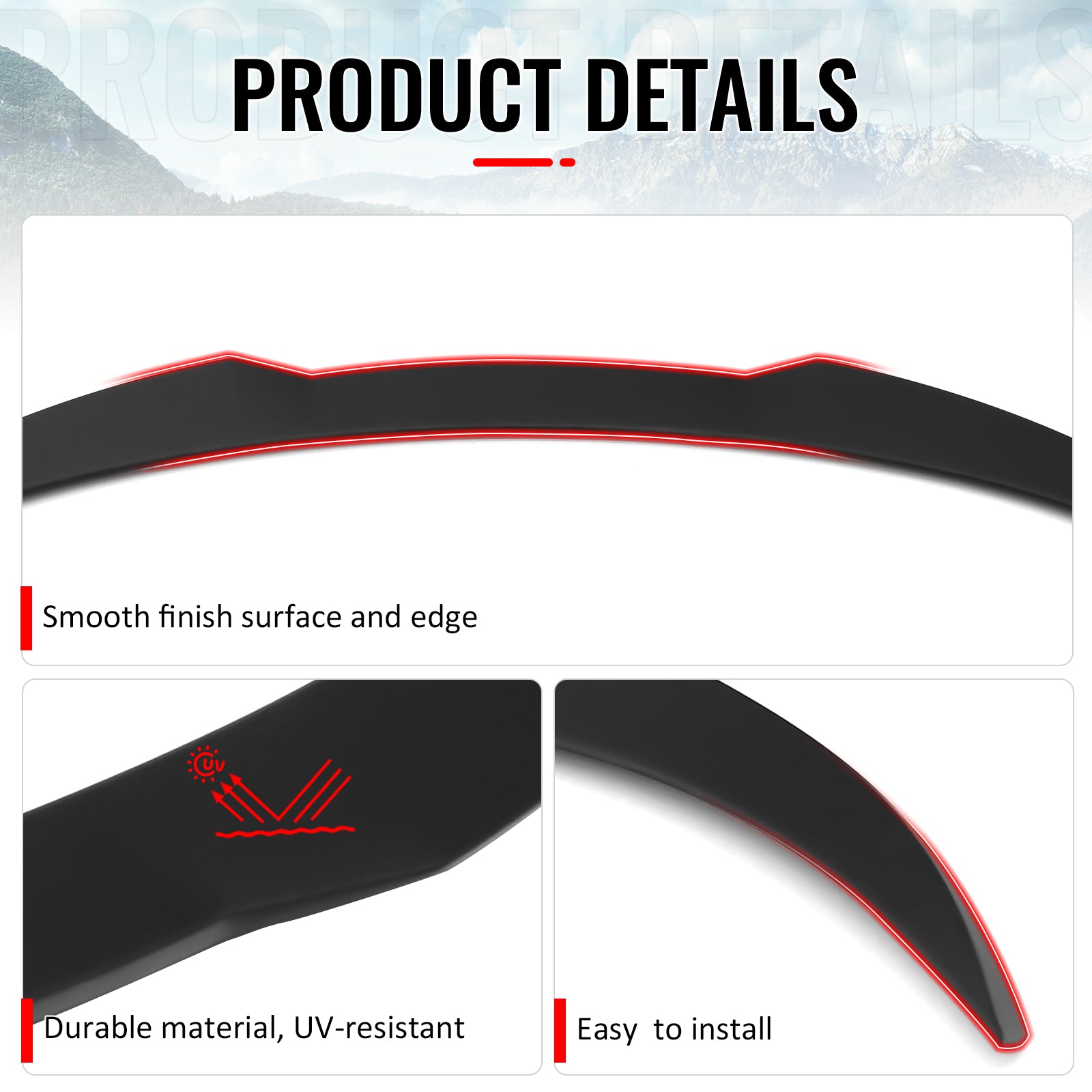 Fits 25-26 Tesla Model Y Juniper Trunk Spoiler Matte Black Rear Wing ABS Trim