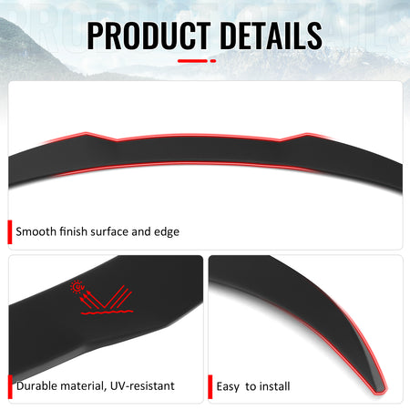 Fits 25-26 Tesla Model Y Juniper Trunk Spoiler Matte Black Rear Wing ABS Trim