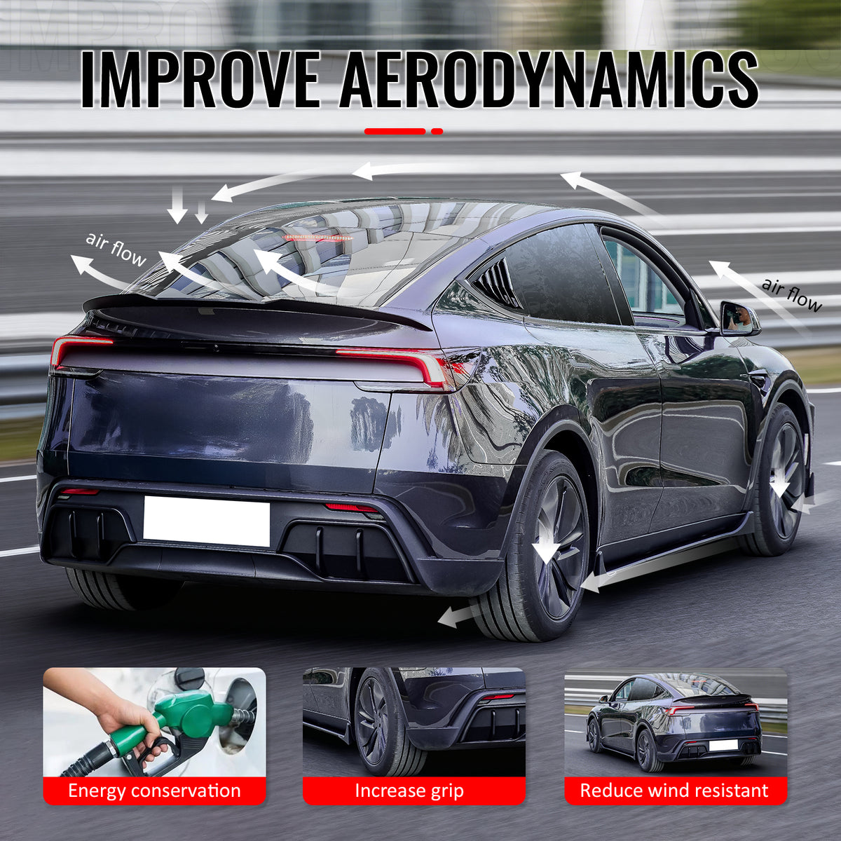 Fits 25-26 Tesla Model Y Juniper Trunk Spoiler Matte Black Rear Wing ABS Trim