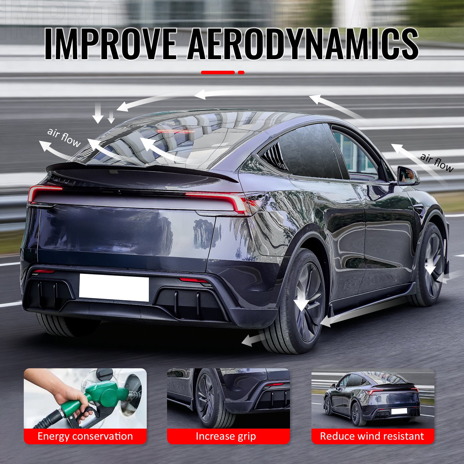 Fits 25-26 Tesla Model Y Juniper Trunk Spoiler Matte Black Rear Wing ABS Trim