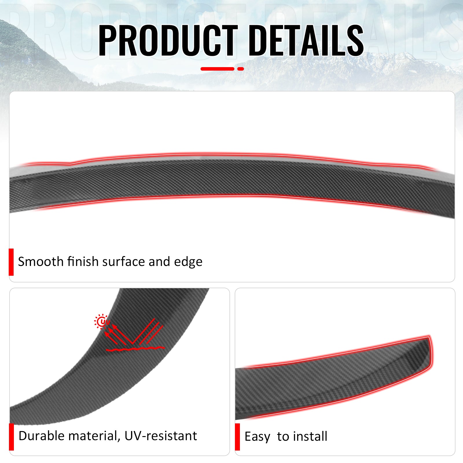 Fits 25-26 Tesla Model Y Juniper Trunk Spoiler Carbon Fiber Print Rear Wing Trim