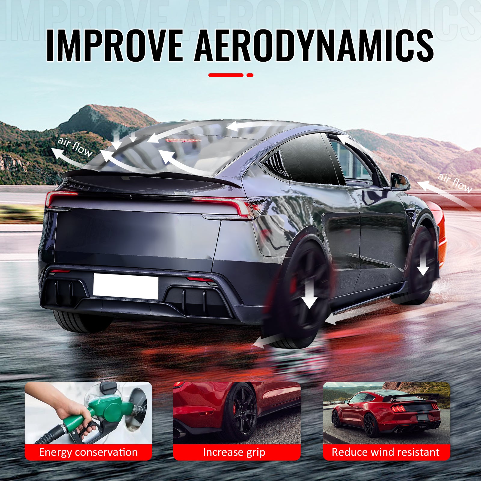 Fits 25-26 Tesla Model Y Juniper Trunk Spoiler Carbon Fiber Print Rear Wing Trim