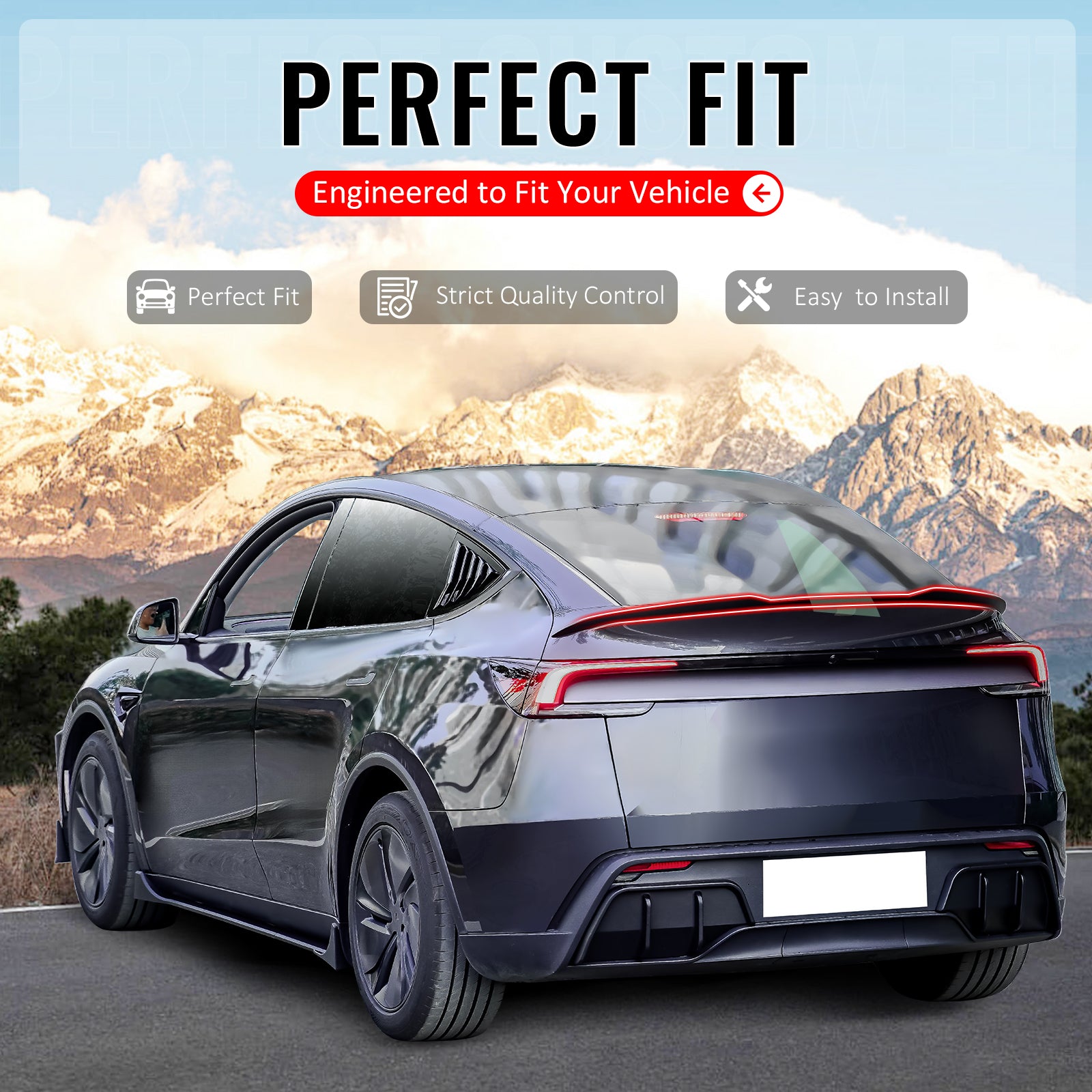 IKON MOTORSPORTS, Trunk Spoiler Compatible with 2025-2026 Tesla Model Y Juniper, IKON Style Gloss Black ABS Plastic Rear Trunk Lid Spoiler Wing Lip