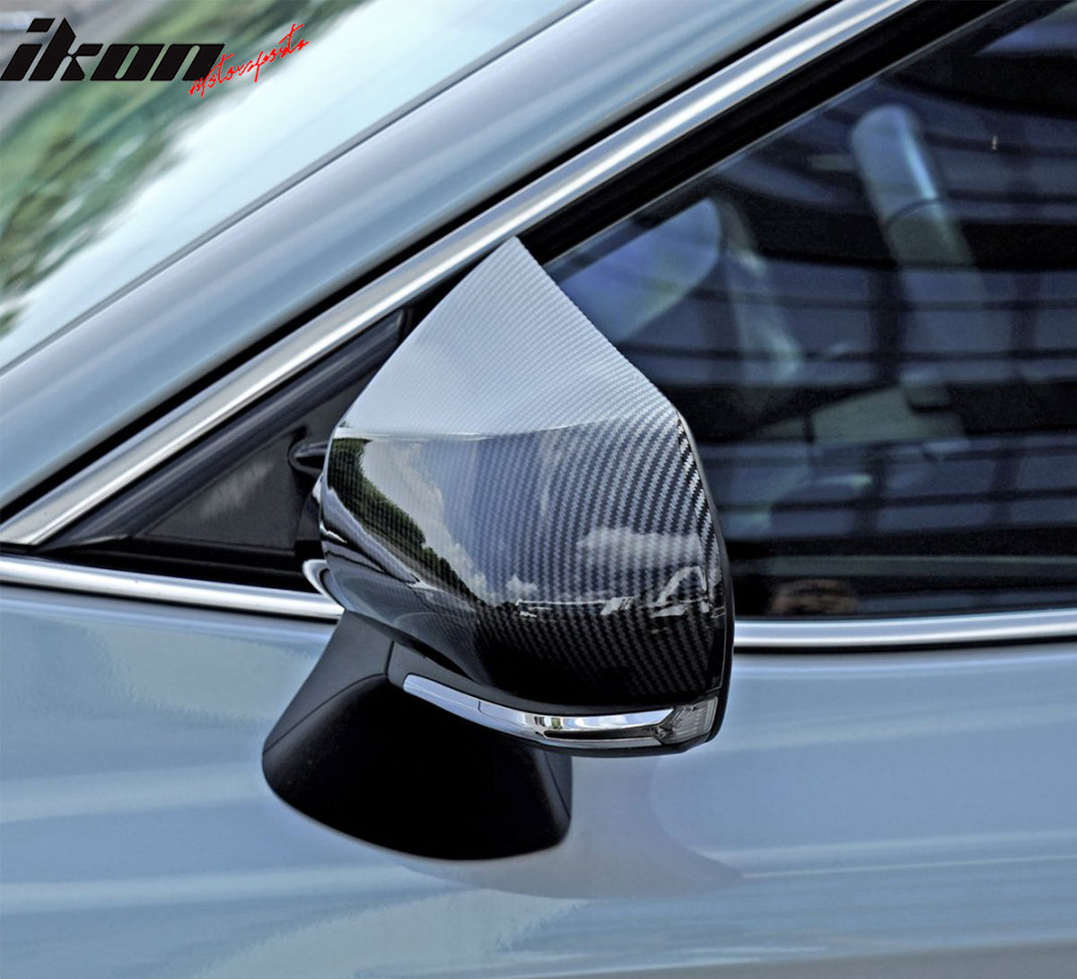 IKON MOTORSPORTS Mirror Cover, Compatible with 2018-2026 Toyota Camry & 2019-2022 Toyota Avalon, M Style Carbon Fiber Paint ABS Plastic Rear View Mirror Protector Cap, 2PCS
