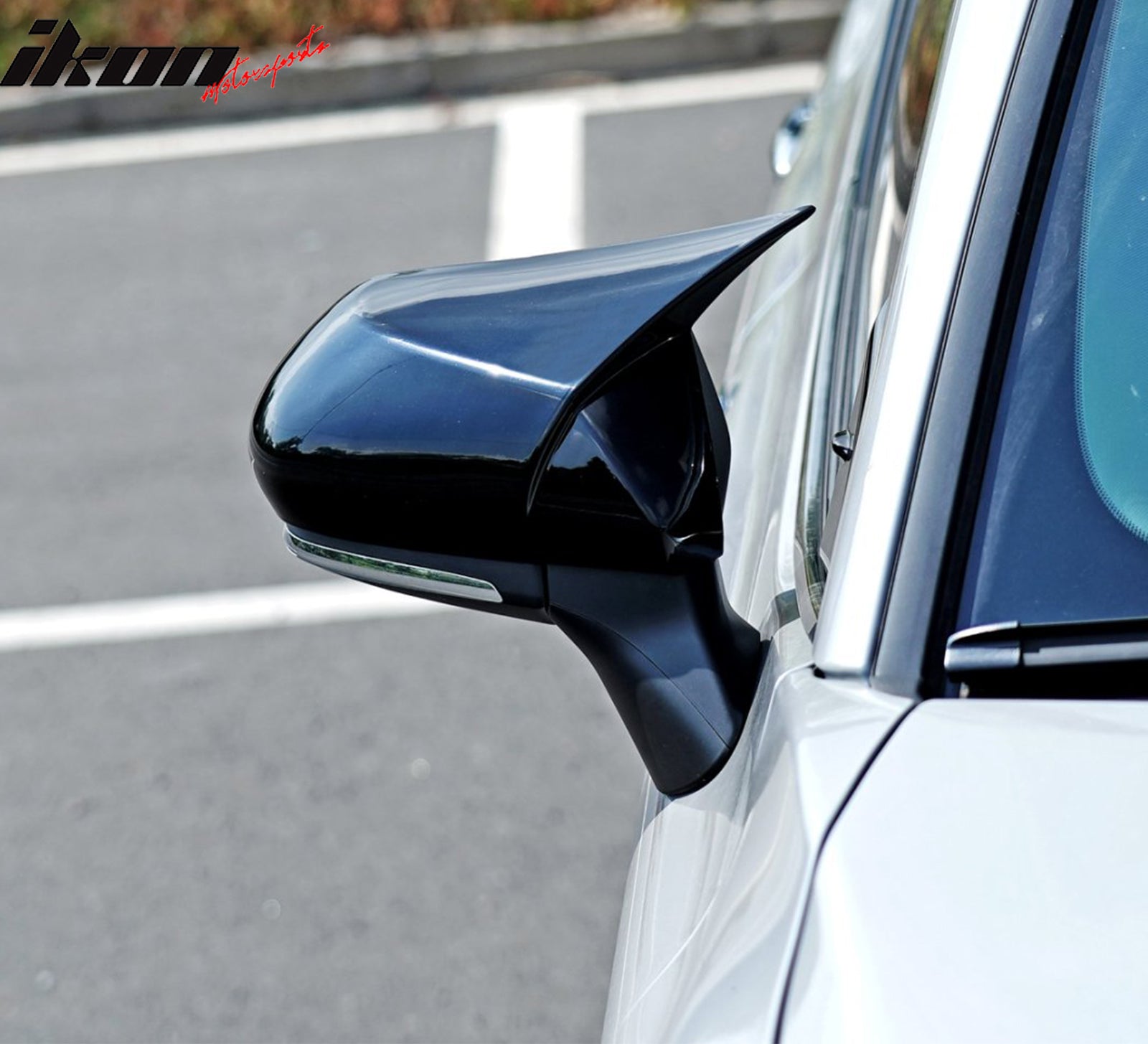 IKON MOTORSPORTS Mirror Cover, Compatible with 2018-2026 Toyota Camry & 2019-2022 Toyota Avalon, M Style Gloss Black ABS Plastic Acrylonitrile Butadiene Styrene Rear View Mirror Protector Cap, 2PCS