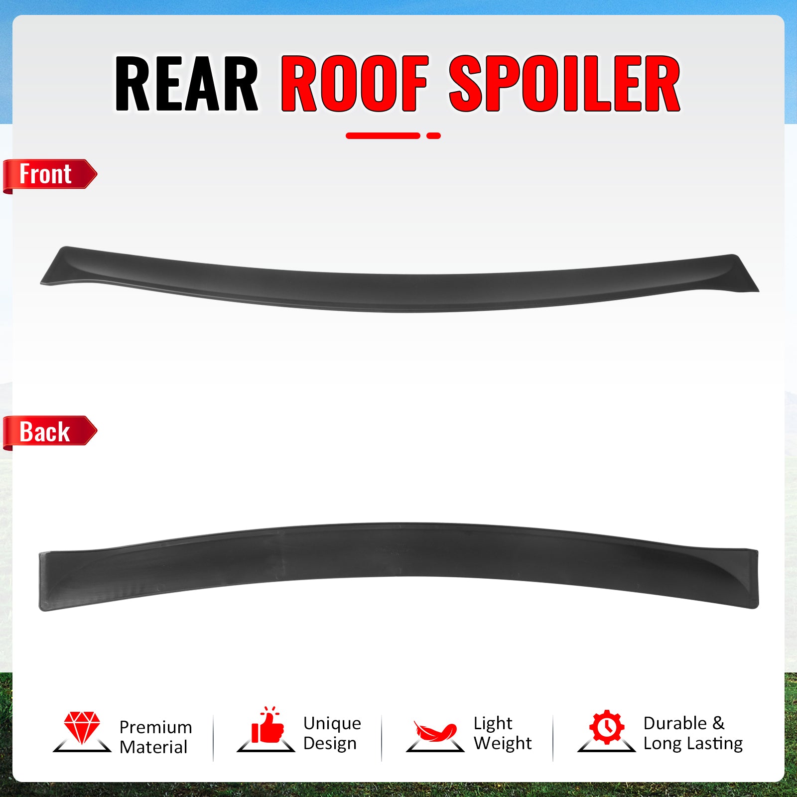 Fits 11-23 Chrysler 300 Rear Window Roof Spoiler Matte Black ABS Top Visor Wing