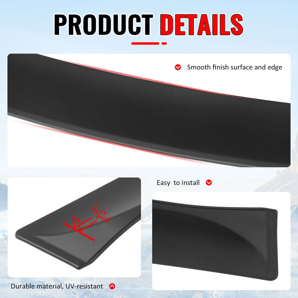 Fits 11-23 Chrysler 300 Rear Window Roof Spoiler Matte Black ABS Top Visor Wing