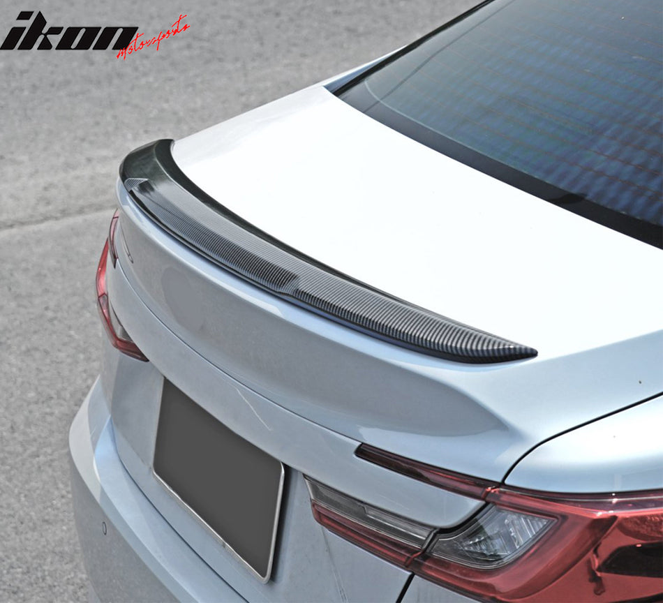 IKON MOTORSPORTS, Trunk Spoiler Compatible with 2025-2026 Toyota Camry XV80 9th Gen LE SE XLE XSE LEV, OE Factory Style Carbon Fiber Paint ABS Plastic Rear Trunk Lid Spoiler Wing Lip