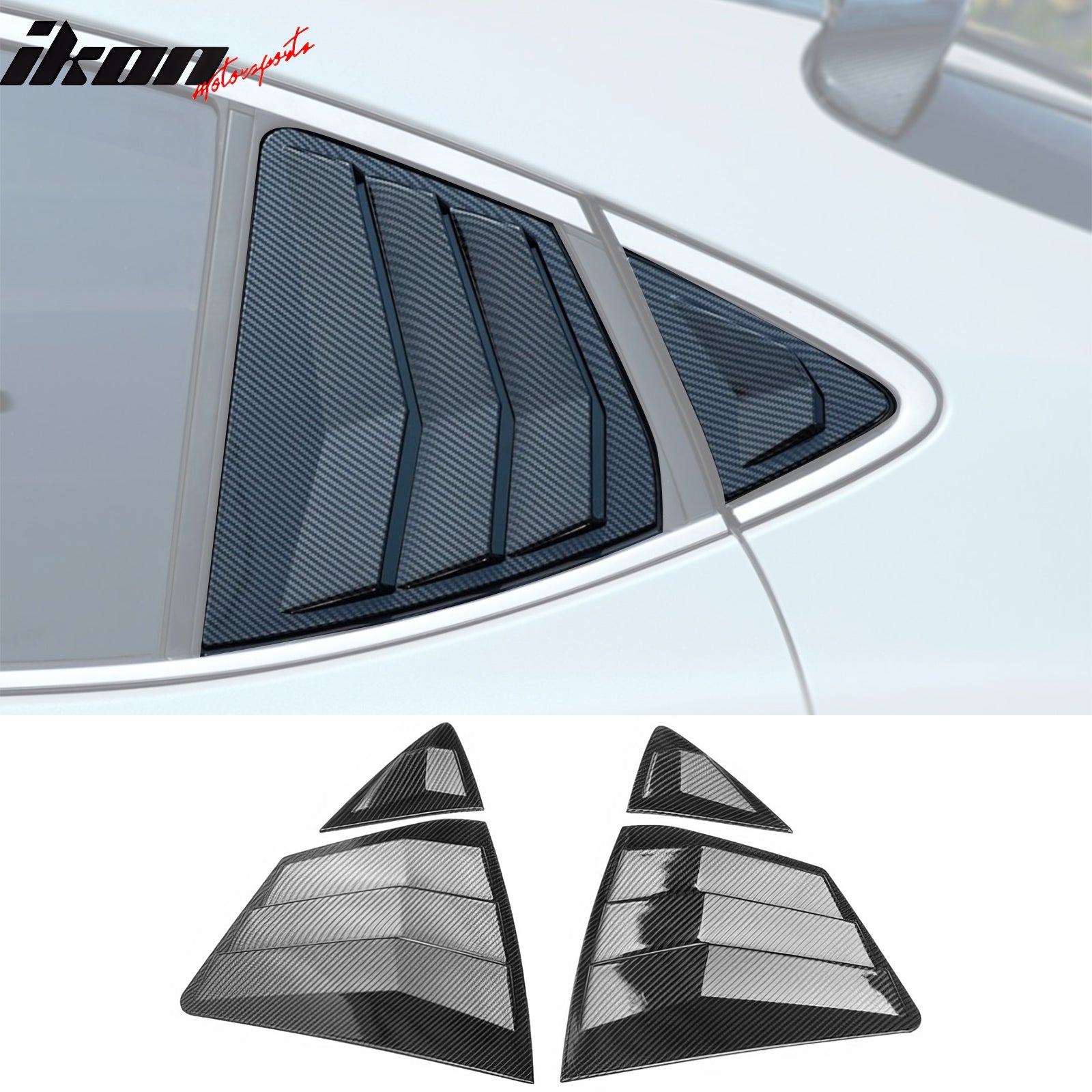 IKON MOTORSPORTS Side Window Louver, Compatible with 2025-2026 Toyota Camry, IKON Style ABS Plastic Rear Air Vent Scoop Shades Cover Blinds Trim 4PCS