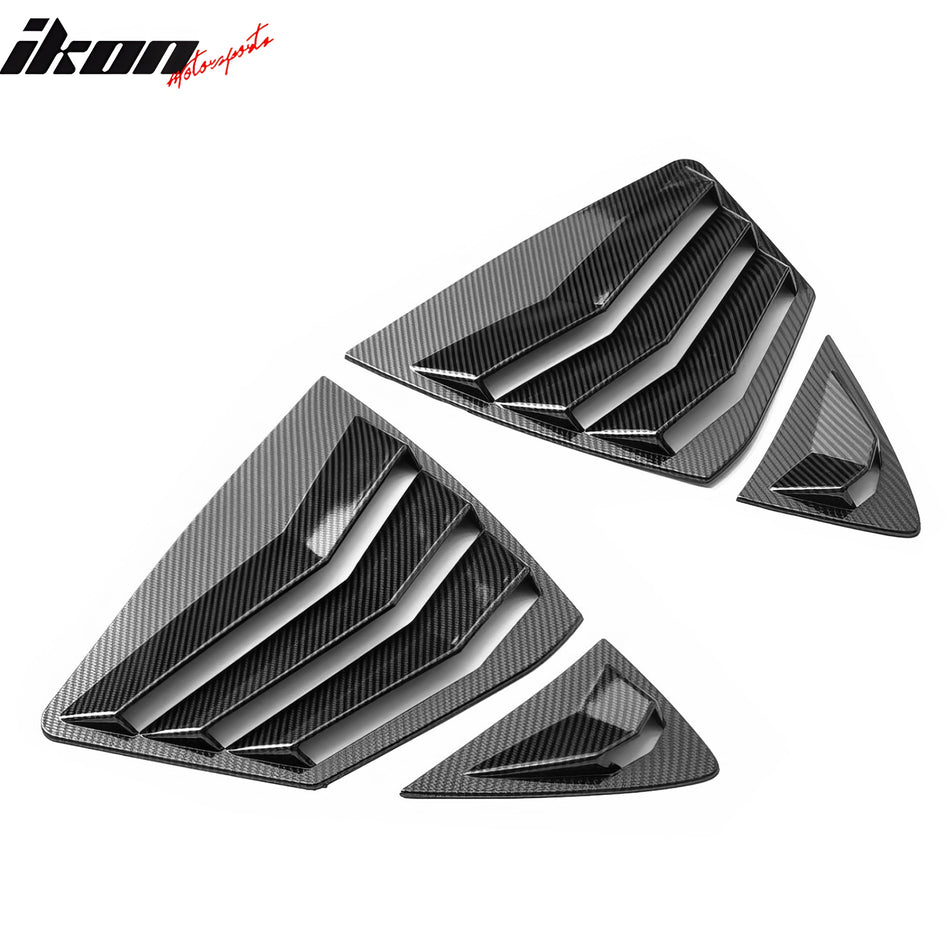 IKON MOTORSPORTS Side Window Louver, Compatible with 2025-2026 Toyota Camry 9th Gen All Models, IKON Style ABS Plastic Carbon Fiber Paint Rear Air Vent Scoop Shades Cover Blinds Trim 4PCS