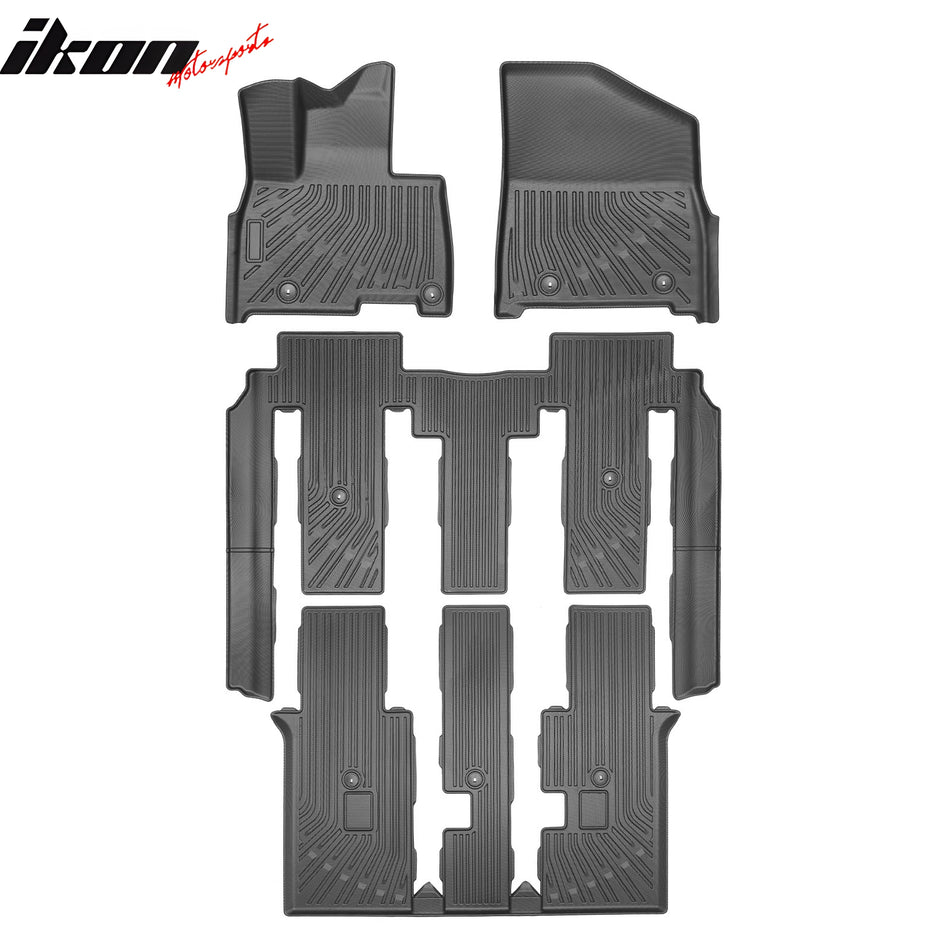 2025 Kia Carnival Hybrid 8-Seats Floor Mats TPE All Weather 3D Carpets