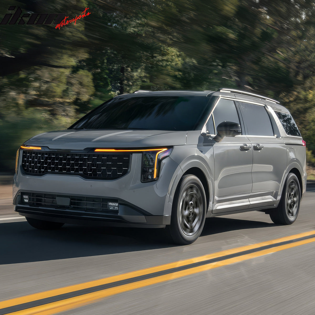 IKON MOTORSPORTS 3D TPE Floor Mats, Compatible with 2025 Kia Carnival Hybrid 8-Seats, All Weather Waterproof Non-Slip Floor Liners, Front & 2nd Row Full Set Interior Accessories, Black