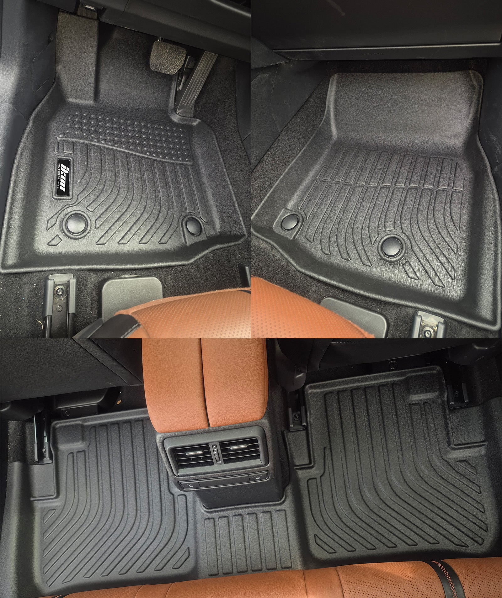 IKON MOTORSPORTS 3D TPE Floor Mats, Compatible with 2025 Mazda CX-50 Hybrid, All Weather Waterproof Non-Slip Floor Liners, Front & 2nd Row Full Set Car Interior Accessories, Black 3PCS