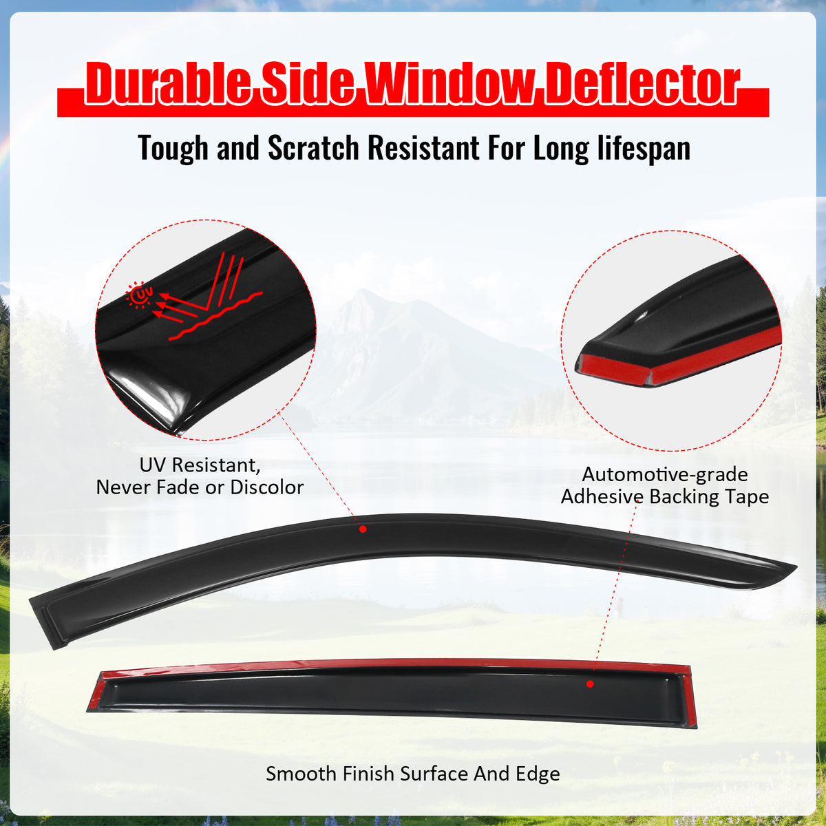Fits 25-26 Nissan Kicks Window Visors Vent Rain Wind Sun Guard Deflector Tape-On