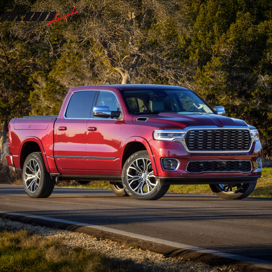 IKON MOTORSPORTS 3D TPE Floor Mats, Compatible with 2025-2026 Ram 1500 Crew Cab Bucket Seat w/ Under Seat Storage Box, All Weather Waterproof Floor Liners, Front & 2nd Row Interior Accessories, Black