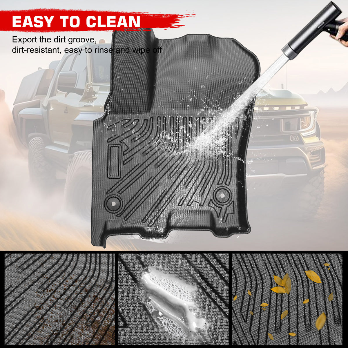 Fits 25-26 Ram 1500 Crew Cab Floor Mats TPE All Weather Carpet 3D 1st 2nd Row