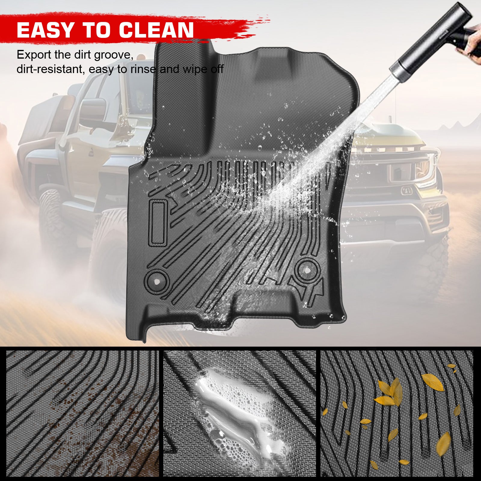Fits 25-26 Ram 1500 Crew Cab Floor Mats TPE All Weather Carpet 3D 1st 2nd Row